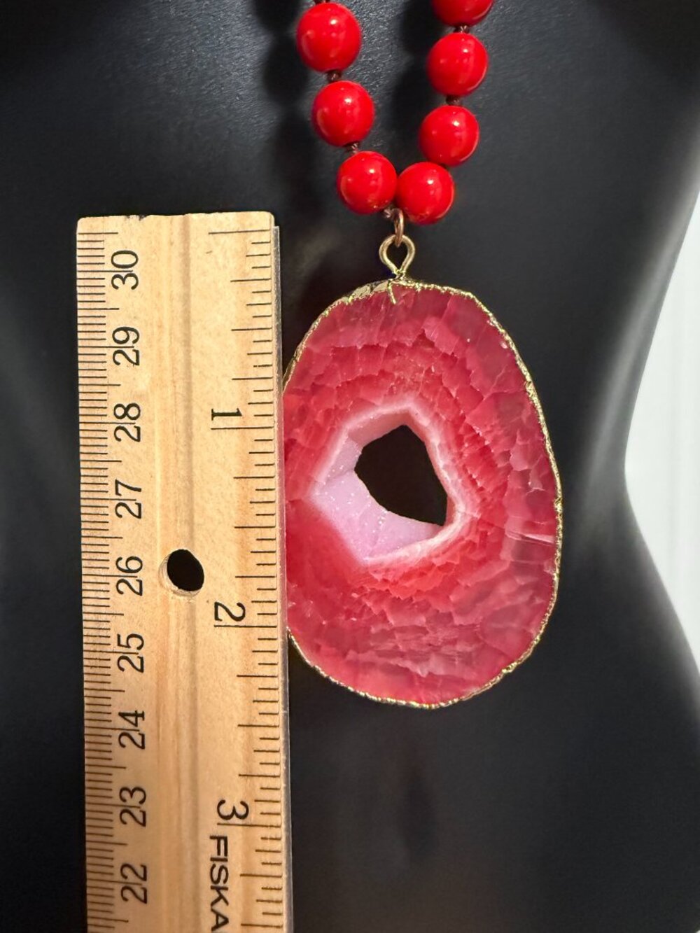 Karma and Luck Long Red Agate Druzy Necklace - Picture 12 of 15